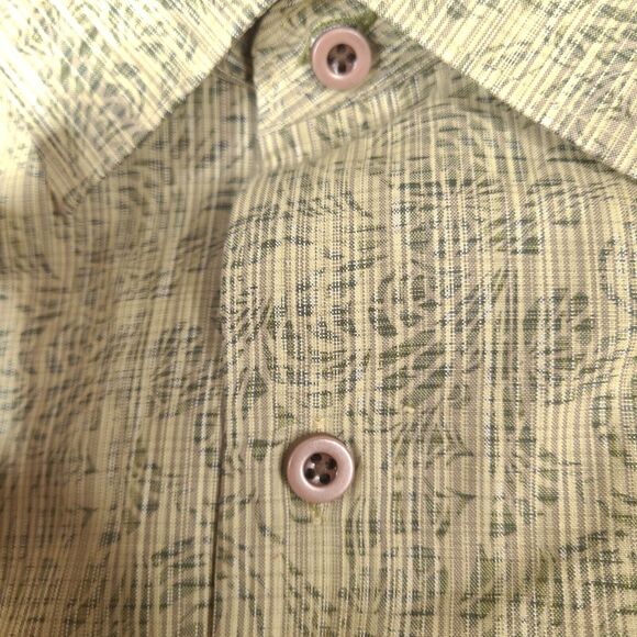 Tommy Bahama Shirt Mens Medium Green Striped Floral Long Sleeve Button Down‎ - Picture 5 of 16